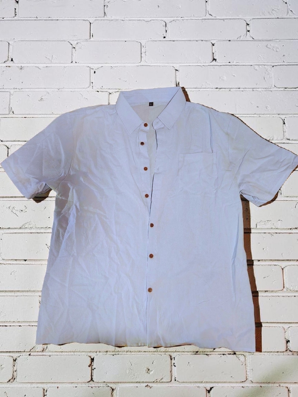 Men's Short-Sleeve Button-Up Shirt in White